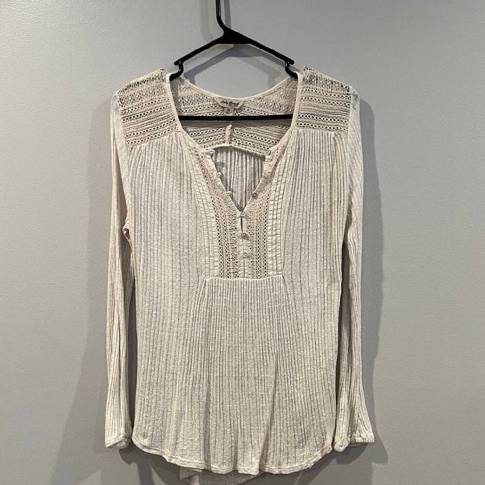Lucky Brand Long Sleeve Beige Top
